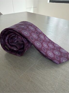 Canali Plum / Burgundy Geometric Silk Tie